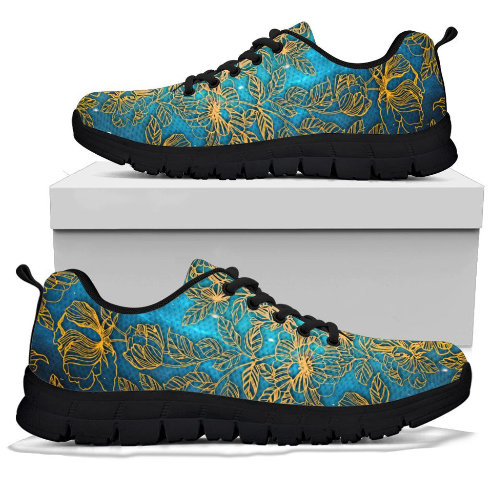 Gold Floral, Vegan Leather, Streetwear, Womens Leather
