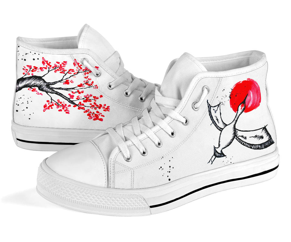 Japanese Crane and cherry blossom handpainted shoes