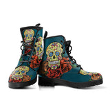 Sugar Skull Design, Womens Leather Boots, skull boots, Lace Up Boots, Winter Boots, Womens Rain Boots, Custom boots, Vegan Leather Boots