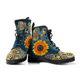 Manadala Peace Sign, Purple Black, Women's Boots, Vegan Leather