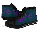 Purple Sun and Moon, Womens Leather Boots high top