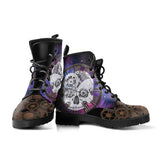 Steampunk Skull, Clockwork Galaxy, Women's Boots, Vegan Leather, Combat Style Boots, Emo Punk Boots, Goth Winter Boots
