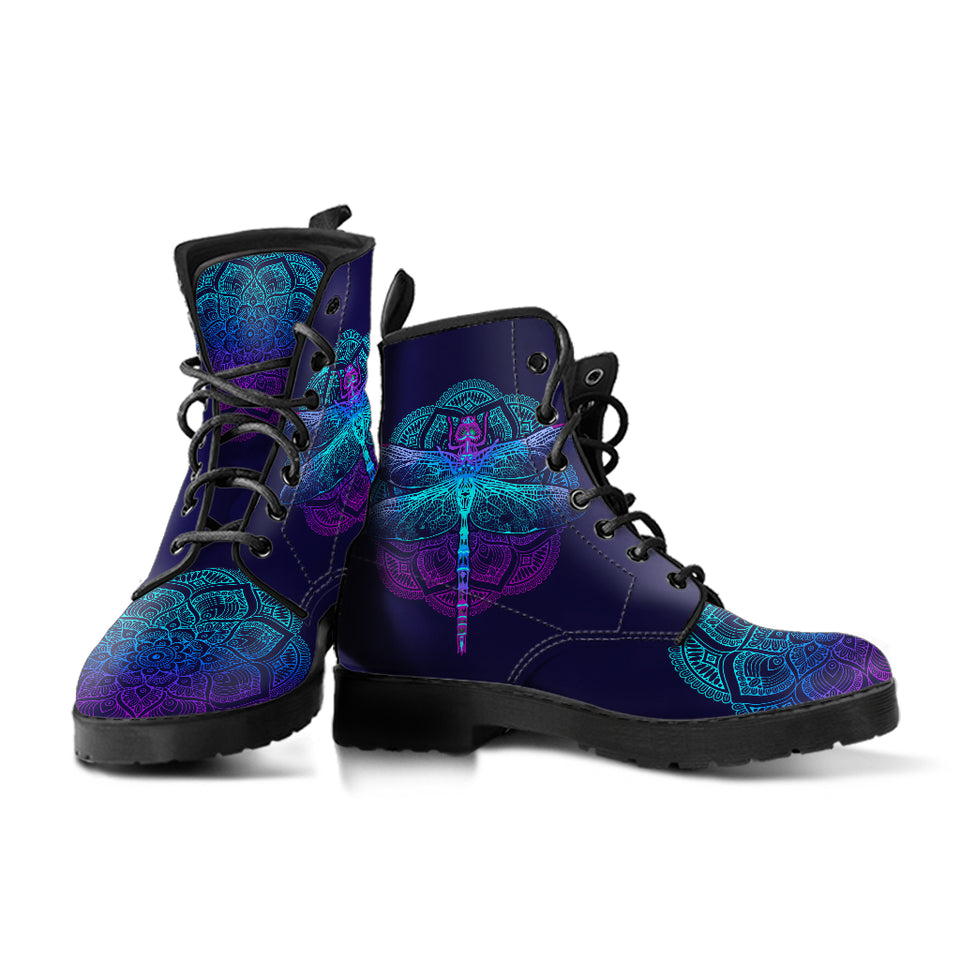 Handcrafted Boots, Dragonfly Mandala Boots, Dragonfly Mandala Shoes, Handmade Shoes, Mens Womens Shoes