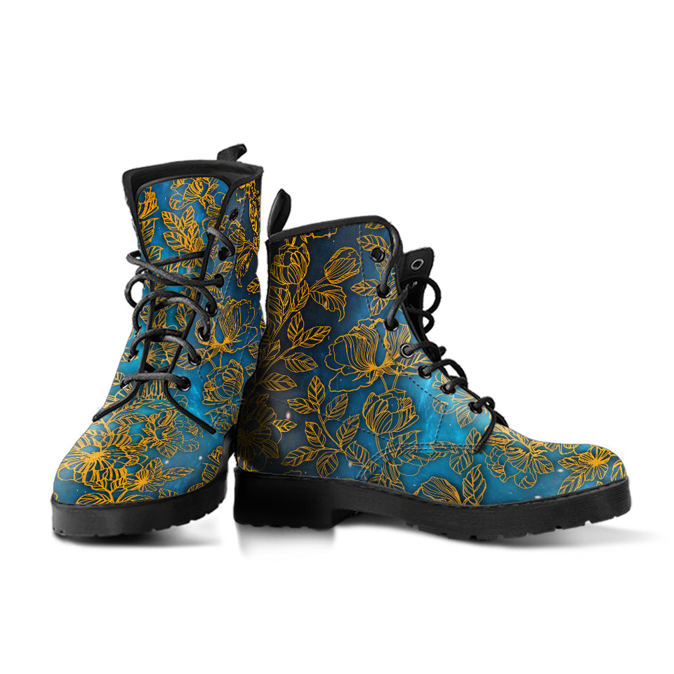 Gold Floral, Vegan Leather, Streetwear, Womens Leather