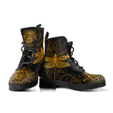 Golden Mandala, Dragonfly Boots, Hippie, Womens Leather