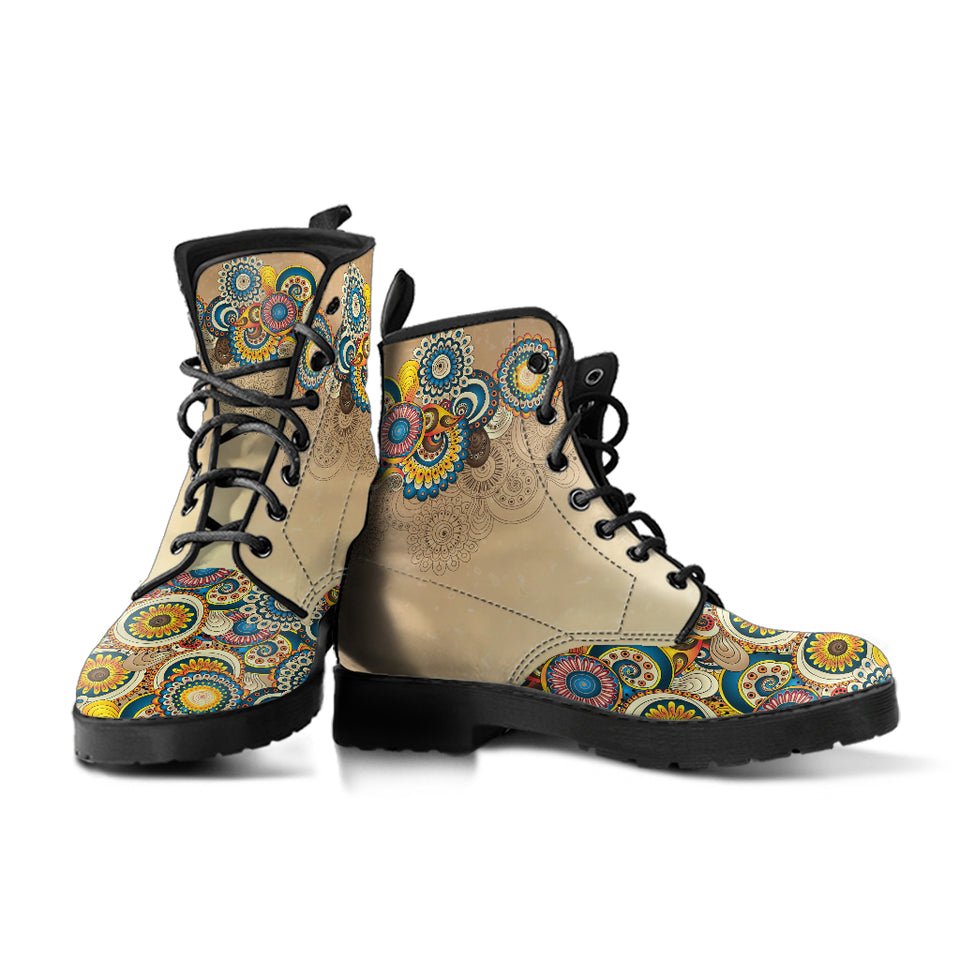 Vintage Hippie, Geometric Abstract, Women's Boots, Vegan Leather