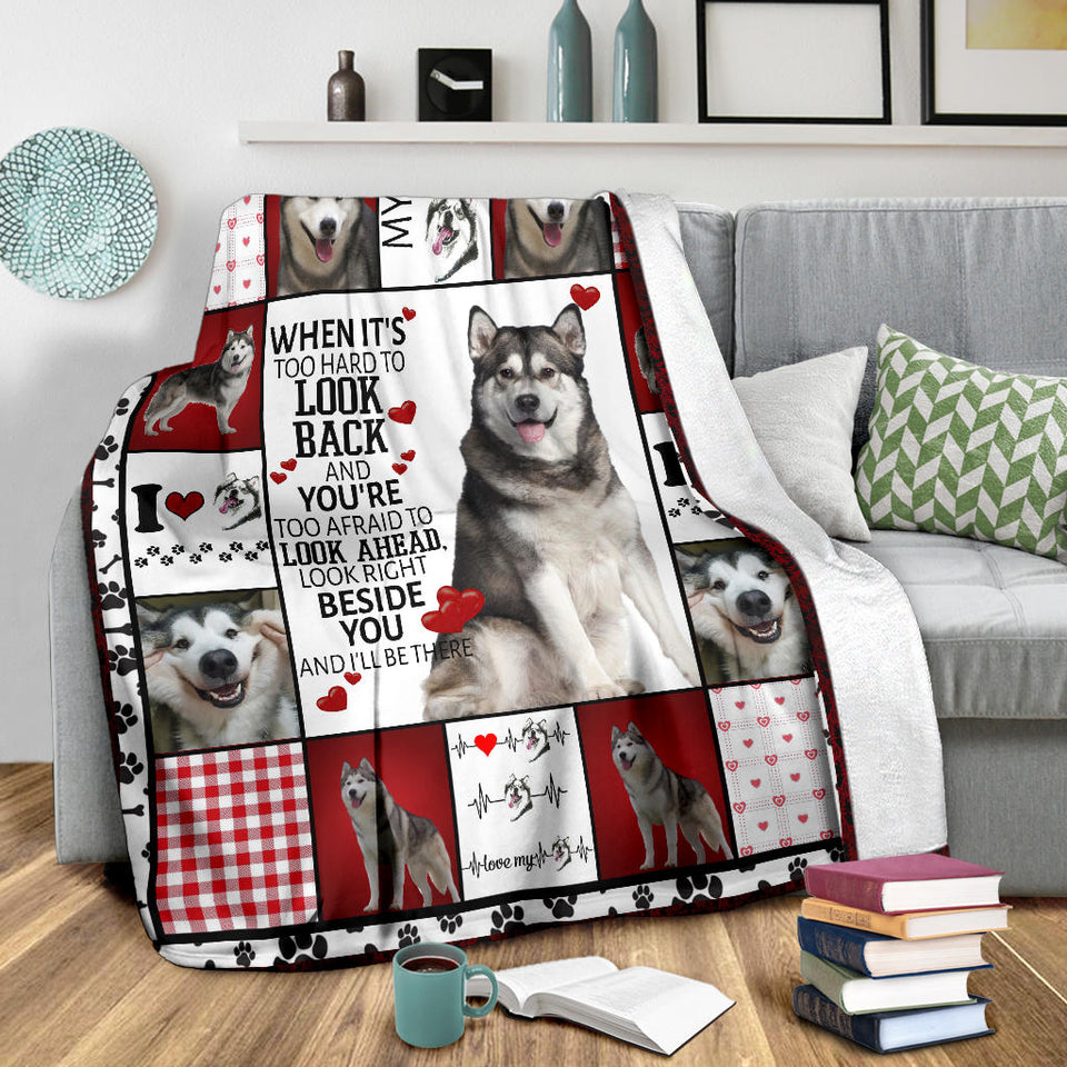 Husky Dog Fleece Throw Blanket Quilt I will always be by your side
