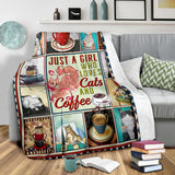 A Girl Who Loves Cats And Coffee Blanket