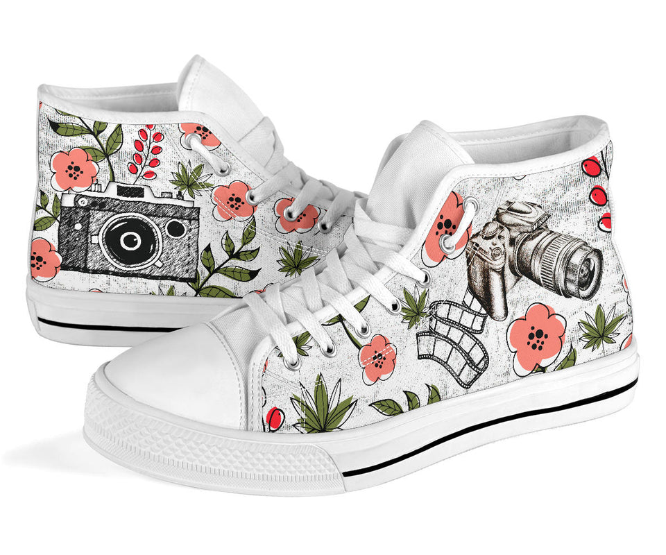 Vintage Floral Camera hand painted shoes