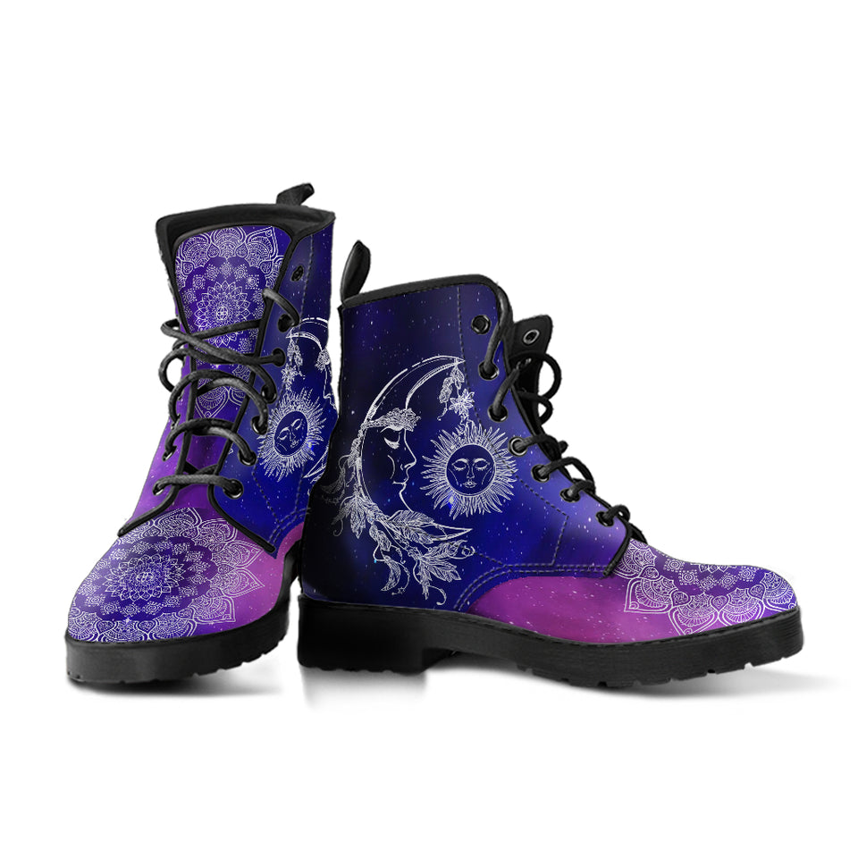 Sun Moon, Handcraft Boots, Womens Boots, Leather Shoes, Vegan Boots