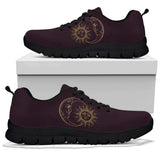 Sun Moon Mandala, Gold Burgandy Wine, Women's Boots