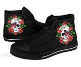 Skull and Roses, Gothic Hiking High Top Shoes - up lai