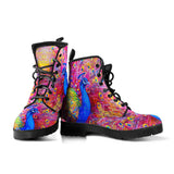 Colorful Peacock, Vegan Leather, Streetwear, Womens Leather Boots, Handmade Crafted, Fashion Boots, Rain Boots, Hippie, Festival