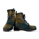 Dragonfly Boots, Golden Mandala, Womens Leather Boots, Hippie, Streetwear