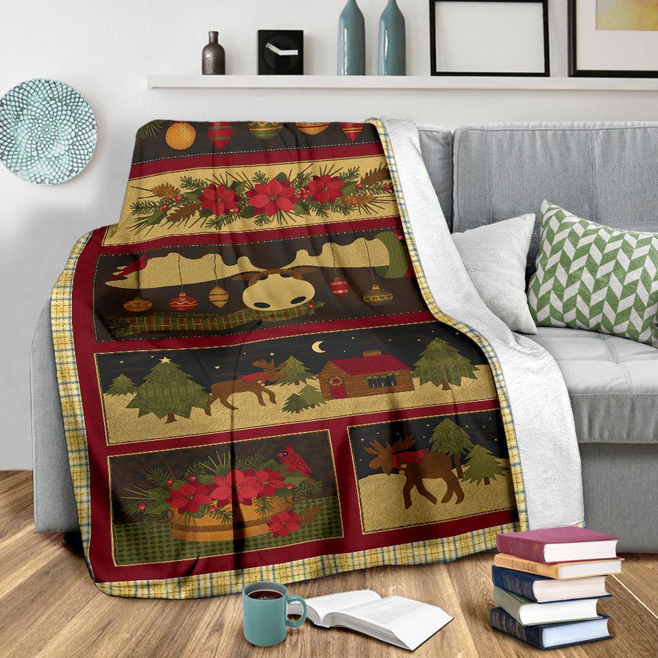 Moose Christmas Blanket