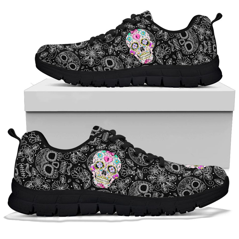 Sugar Skull Design, Womens Leather Boots SNEAKERS
