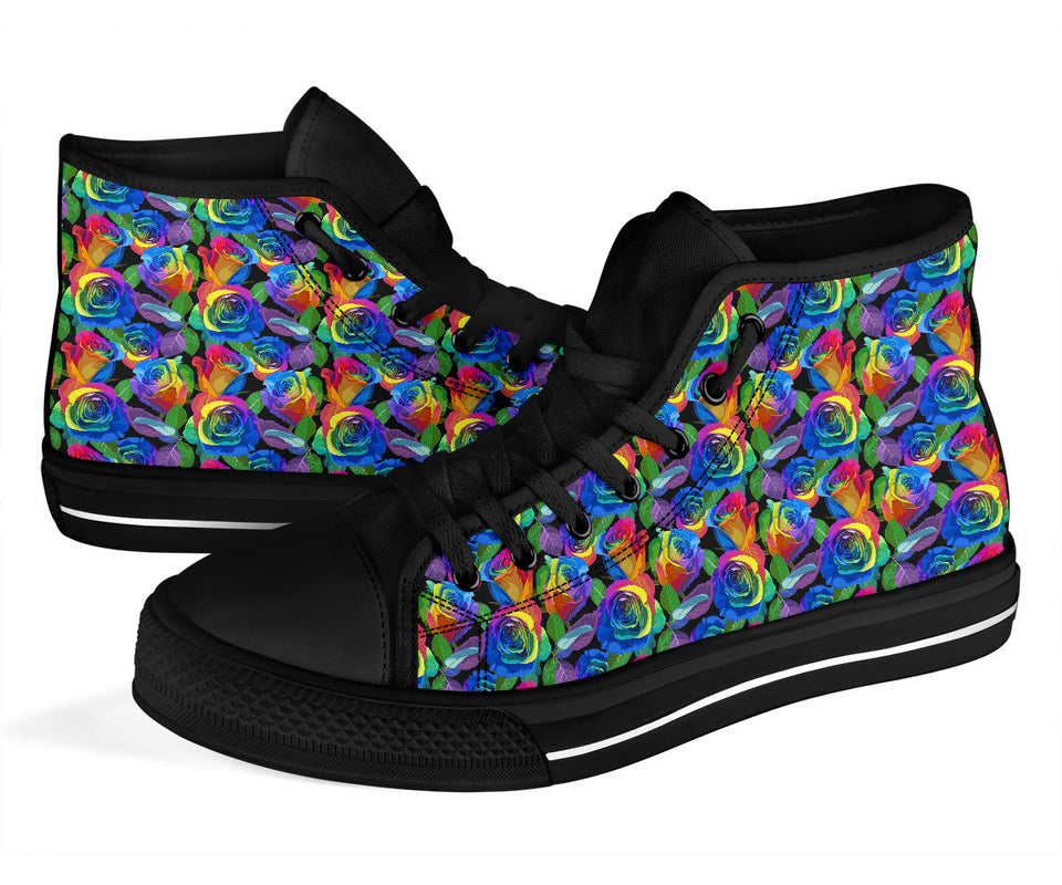 Colorful Floral, Womens Leather Boots