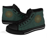 Green Mandala Boots, Leather Boots Women