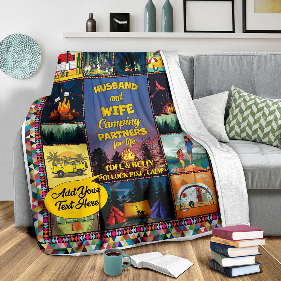 Husband and Wife Camping Partners for Life Quilt