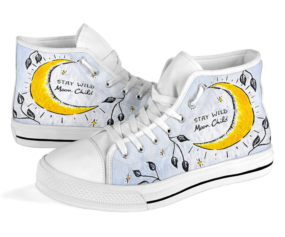 Stay Wild Moon Child  Golden Moon hand painted shoes