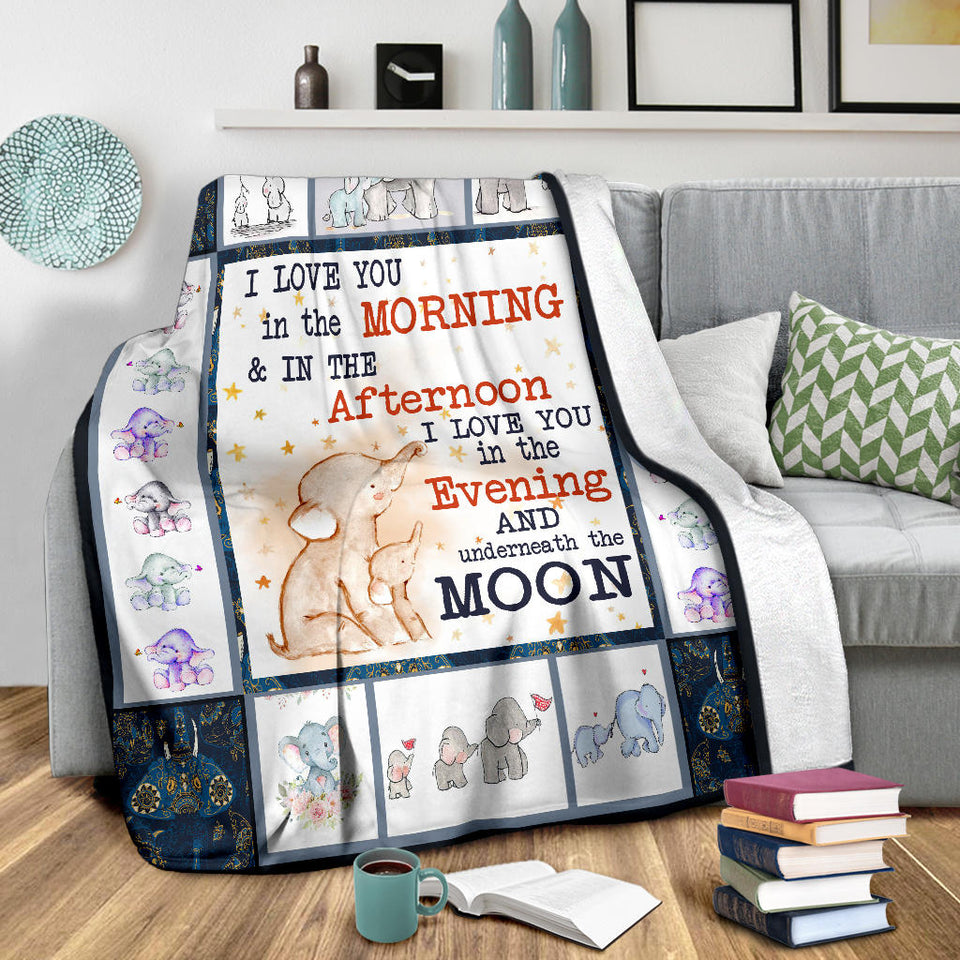 Elephant Blanket I love you in the morning and in the afternoon Quilt copy