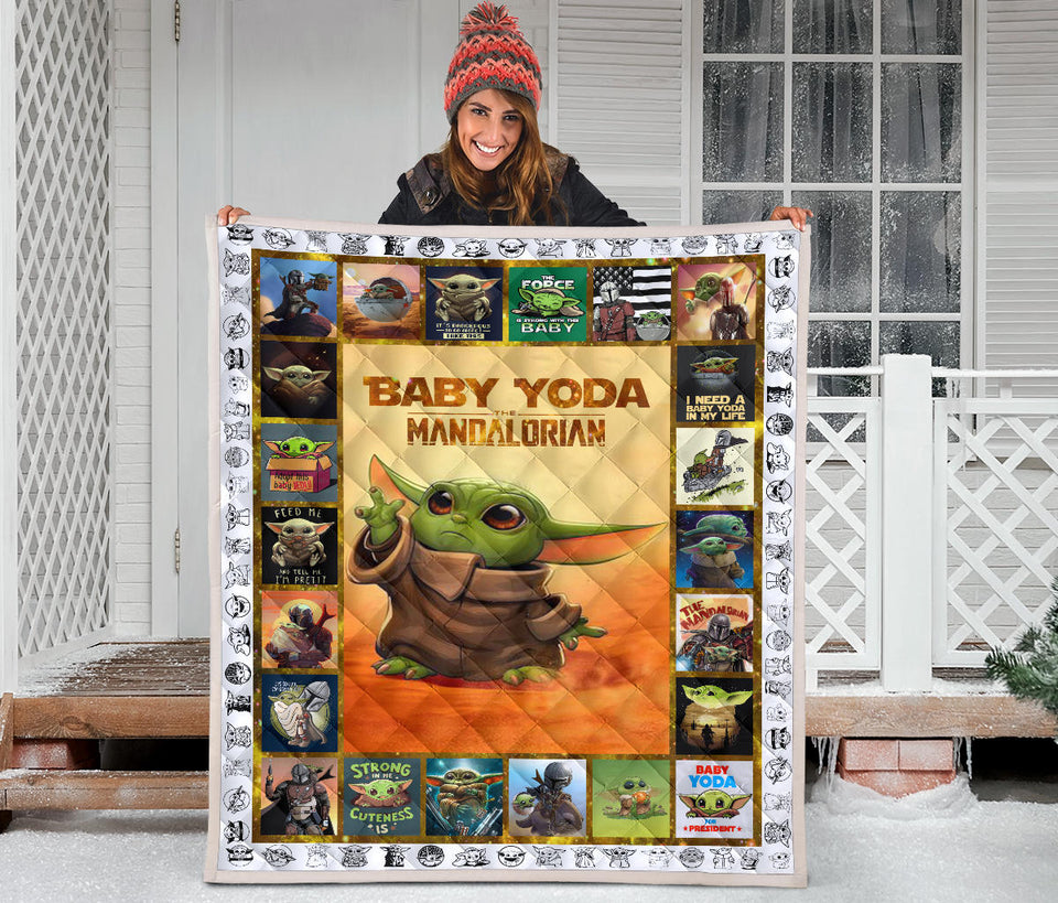 Baby Yo-da Quilt Star-Wars Quilt Mandalorian Quilt - Yo-da Funny Quilt Gift Idea For Men Women - Birthday Gift Quilt for Sofa Chair Bed Office Travelling Camping - Lap Blanket (45 x 50 inches) PL