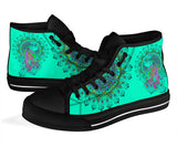 Peacock Mandala, Turquoise Teal Green high top