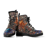 Sugar Skull Octopus, Leather Boots Women, Handmade Boots, Vegan Leather, Floral Skull, Womens Printed Shoes, Rain Boots, Streetwear