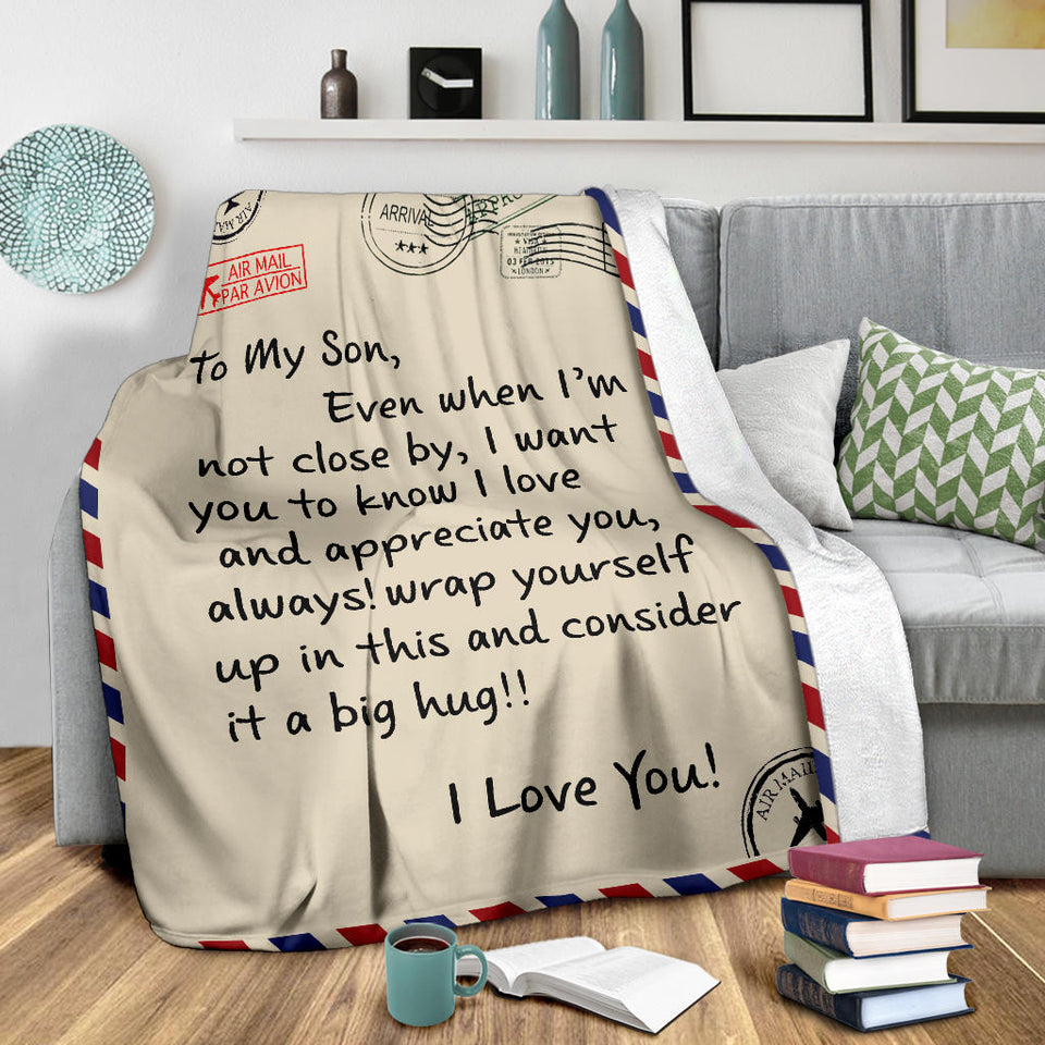 To My Son I Love You Letter Blanket
