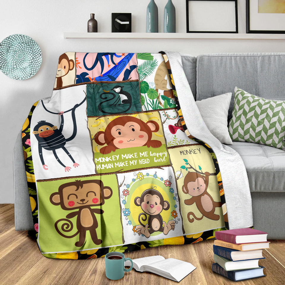 Monkey Make Me Happy Blanket