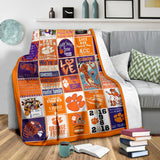 Clemson Tiger Fleece Sherpa Throw Blanket