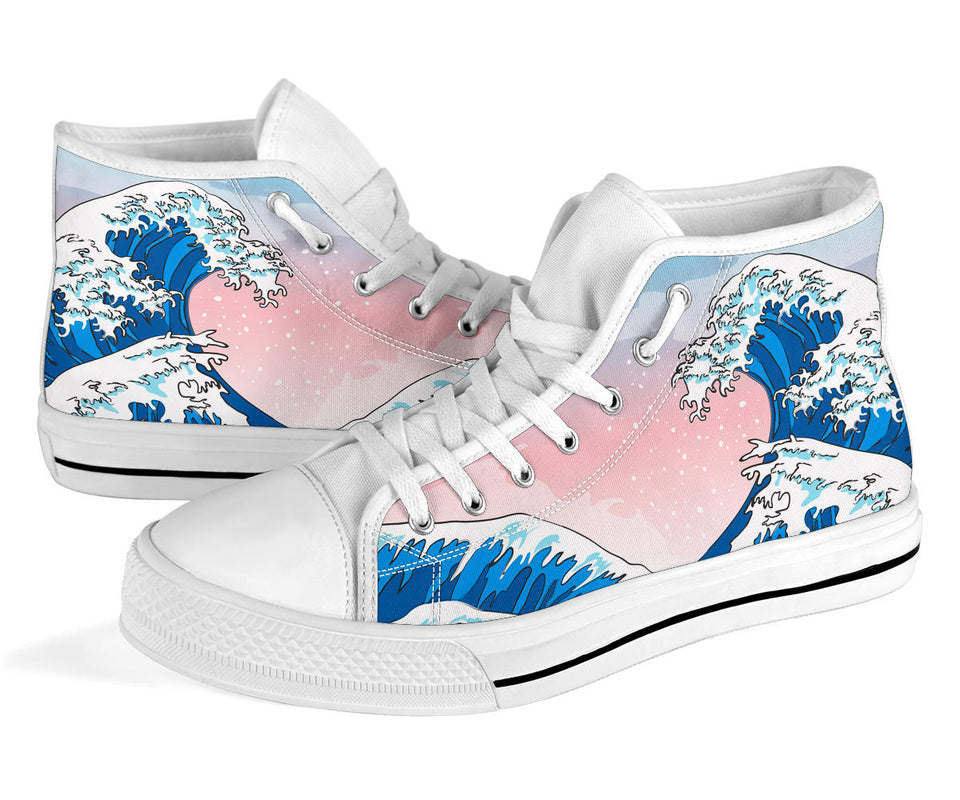 Japanese Wave Shoes  Big wave Hand Painted Shoes
