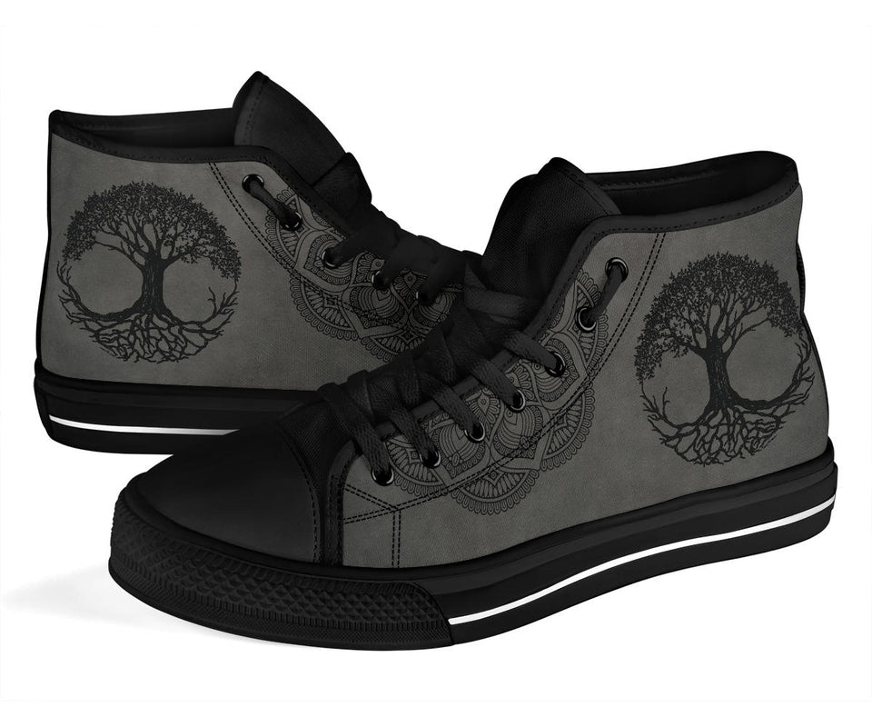 Grey Tree of Life, Handcrafted boots high top