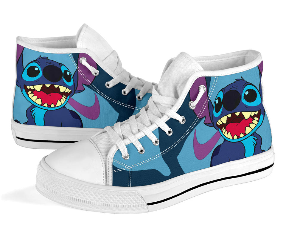 Stitch Custom Hi Top, Lilo And Stitch Fashion Hi Top, Walt Disney Custom Shoes, Cartoon Movie Unisex Hi Top