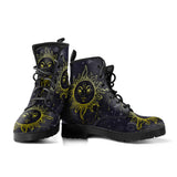 Sun and Moon, Mandala Design, Women's Boots, Vegan Leather, Combat Style Boots, Namast - up lai