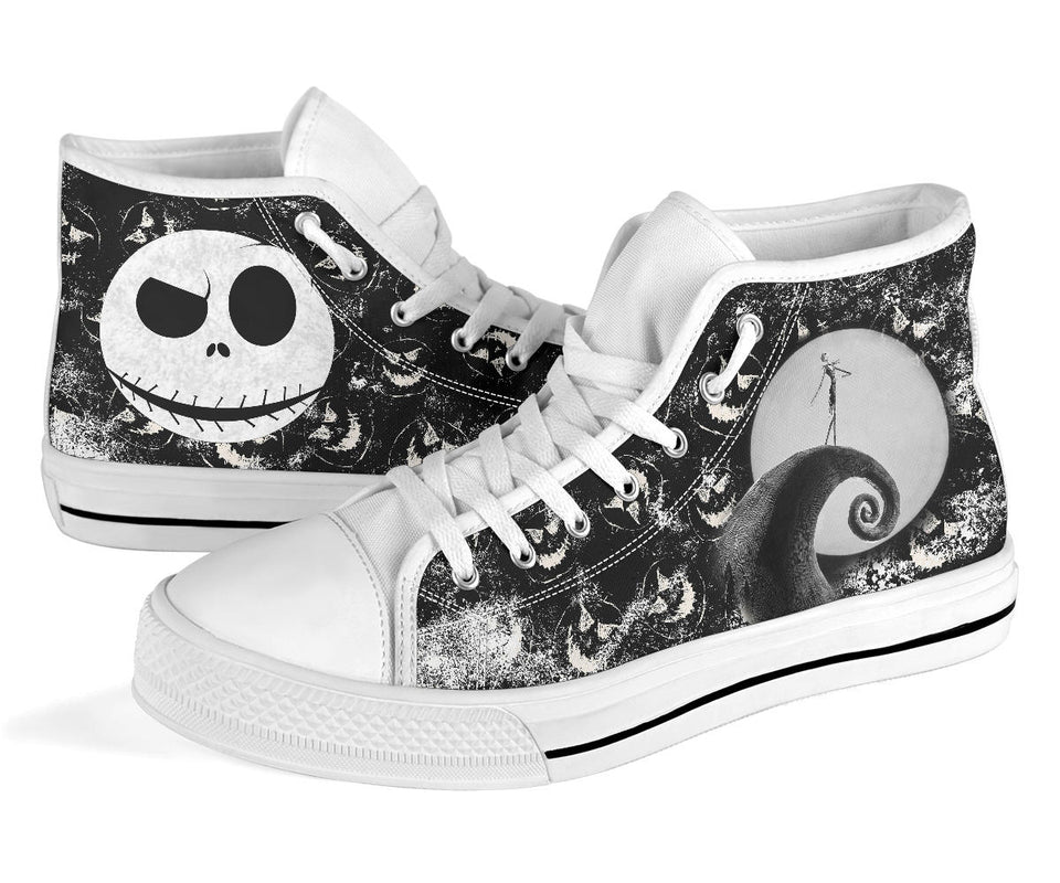 Nightmare Before Christmas High Top Sneaker Jack Skellington Unisex Canvas Shoes White