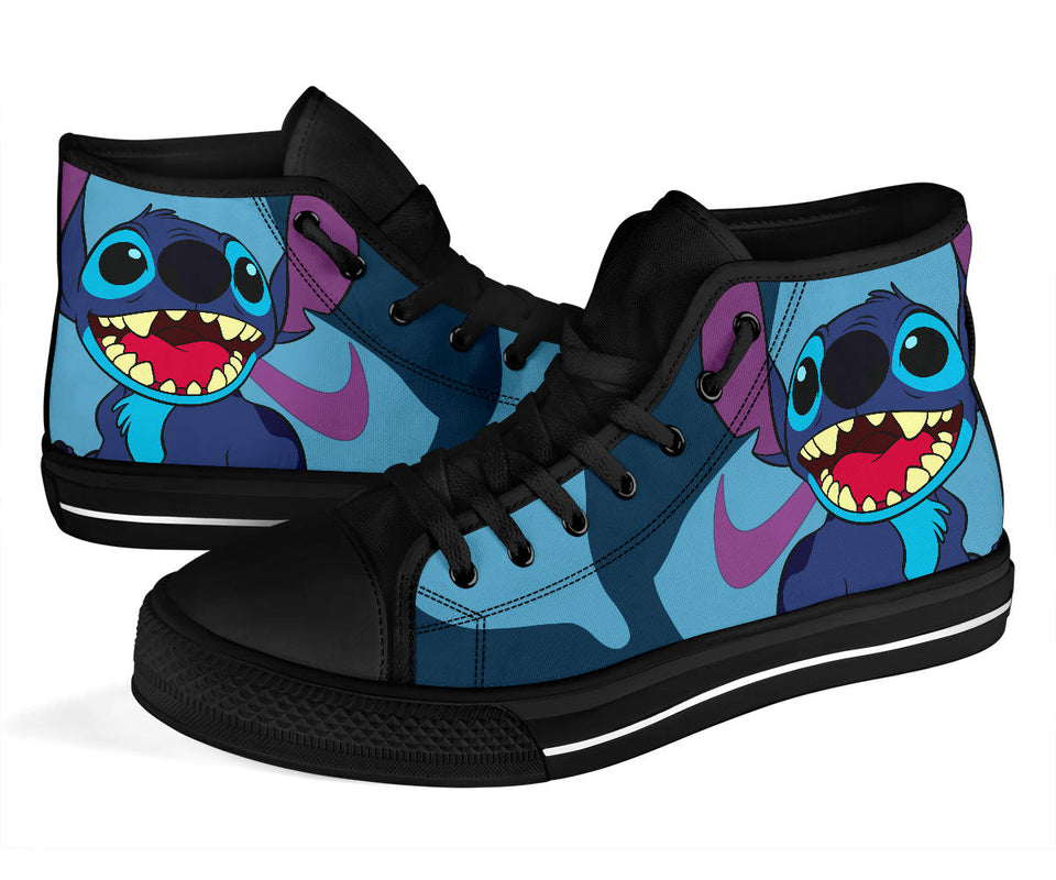 Stitch High Top Shoes, Lilo & Stitch Unisex Sneaker Shoes, Stitch Black Shoes