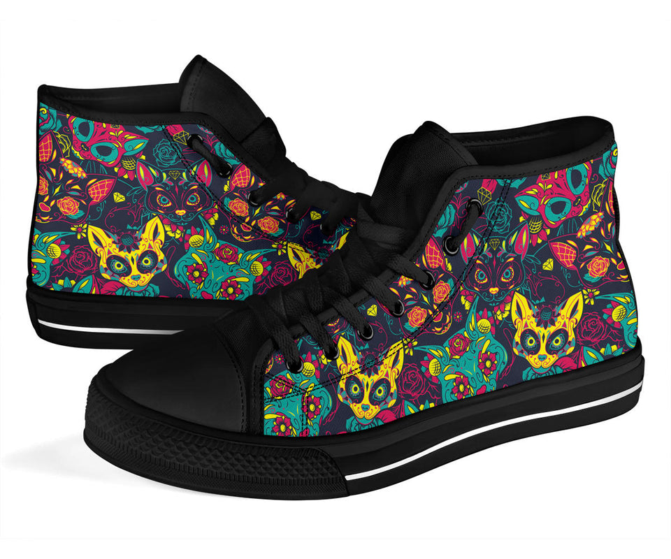 Skull Cat, Leather Shoes, Womens Skull Boots high top