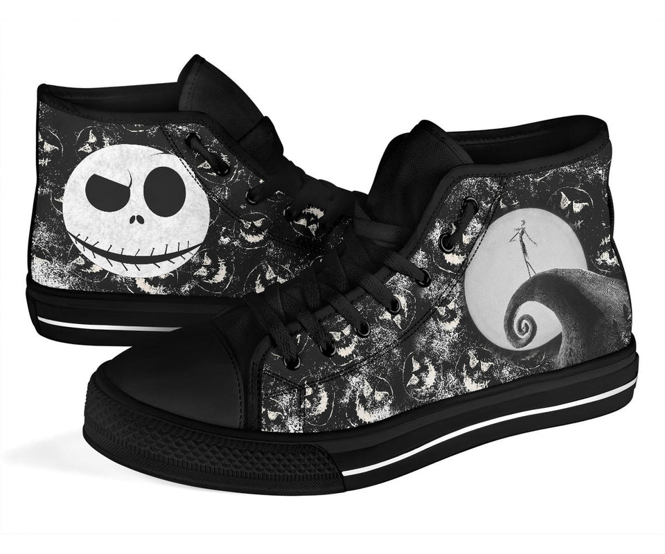 Nightmare Before Christmas High Top Sneaker, Jack Skellington Unisex Black Shoes Black
