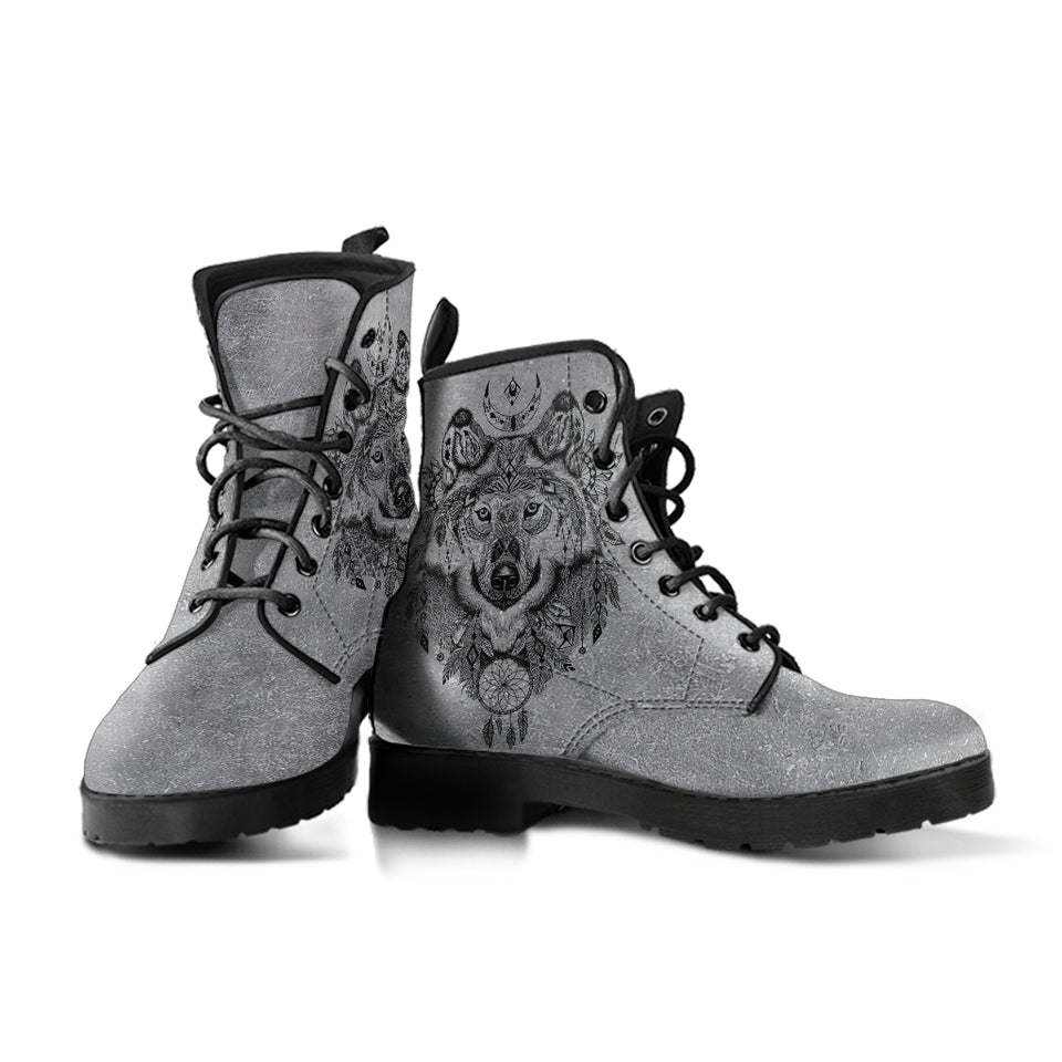 Gray Wolf, Leather Boots Women, Handcrafted Boots, Streetwear, Women Winter Boot