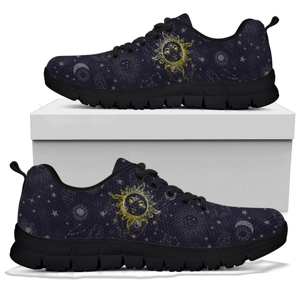 Sun and Moon, Mandala Design, Women's Boots SNEAKERS