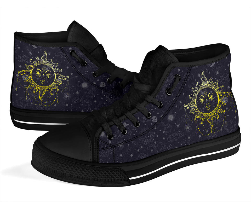 Sun and Moon, Mandala Design, Women's Boots high top