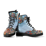 Blue Paisley Mandala, Leather Boots Women, Multicolour Mandala, Custom Leather Boots, Vegan Leather, Handcrafted Boots, Floral - up lai