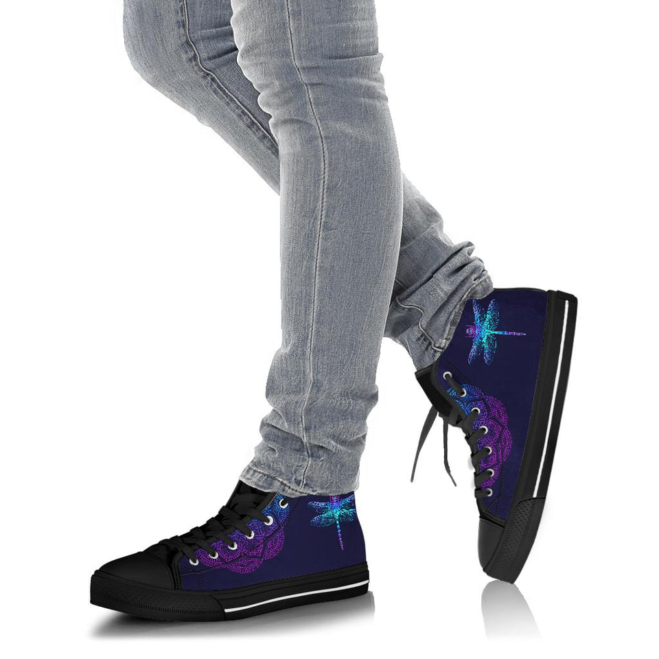 Handcrafted Boot, Dragonfly Mandala high top