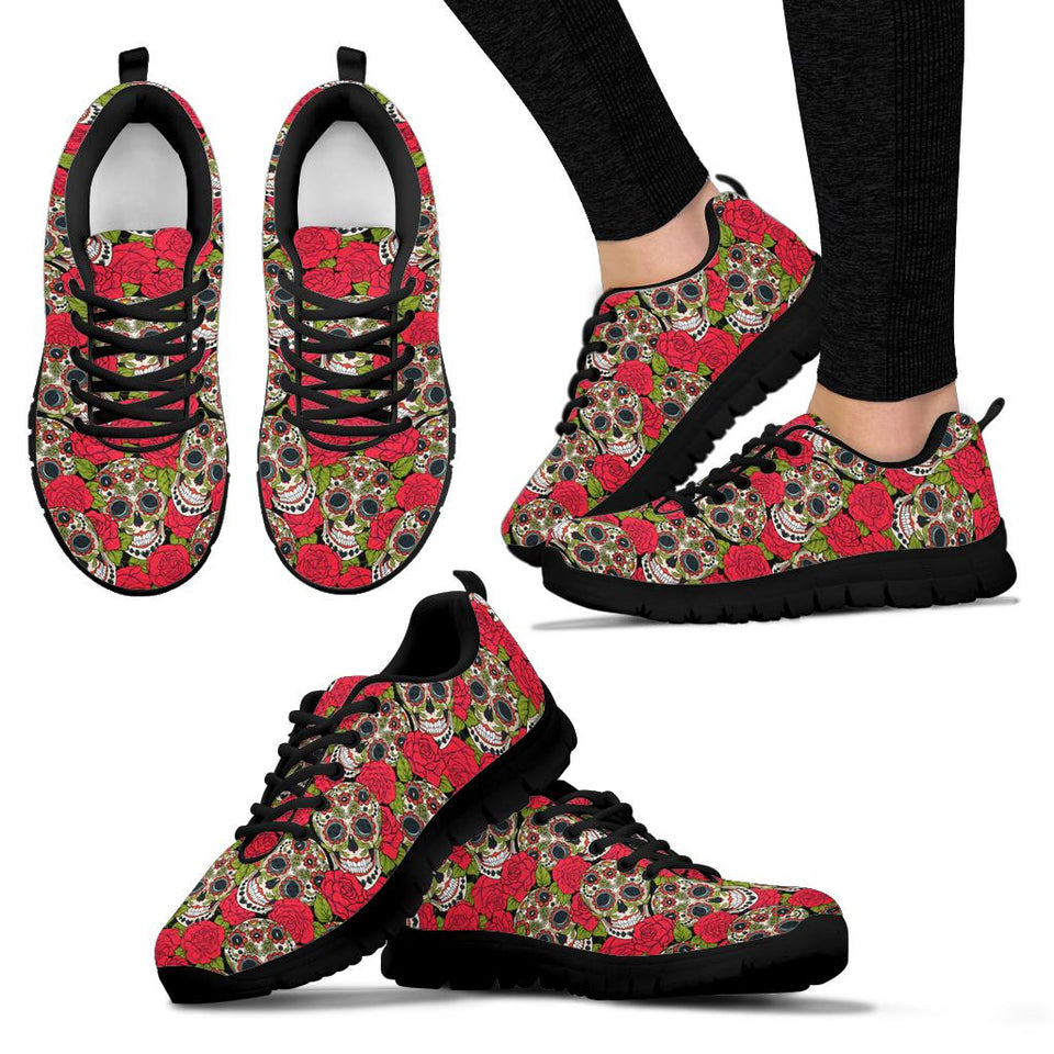 Womens Skull Shoes for Womens Mens Kids Lightweight Walking Tennis Sneakers Athletic Sport Running Shoes Fashion Gift for Friends Black
