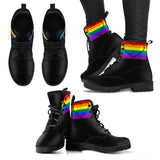 Heart Pride, Vegan Leather, Multi Colored, Hippie, Handmade Boots, Pride Flag