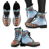 Blue Paisley Mandala, Leather Boots Women, Multicolour Mandala, Custom Leather Boots, Vegan Leather, Handcrafted Boots, Floral - up lai