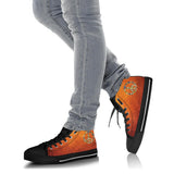 Orange Peace Sign, Womens Leather Boots, Handmade Crafted