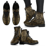 Sugar Skull, Womens Leather Boots, Handmade Crafted, Vegan Leather, Streetwear, Rain Boots, Hippie, Spiritual, Custom Printed, Classic Boot