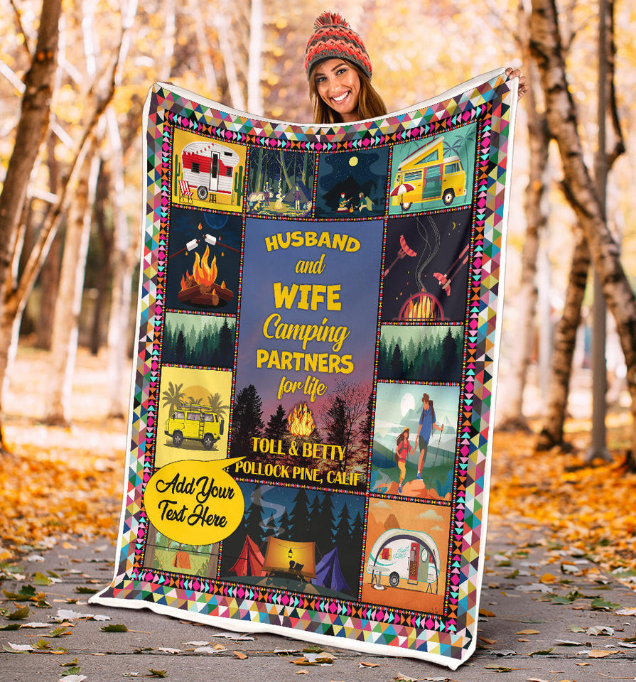 Husband and Wife Camping Partners for Life Quilt